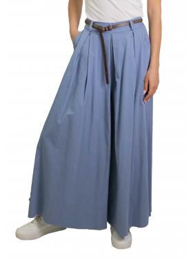 Pantagonna tinta unita leggero con cintura in cotone Elisa